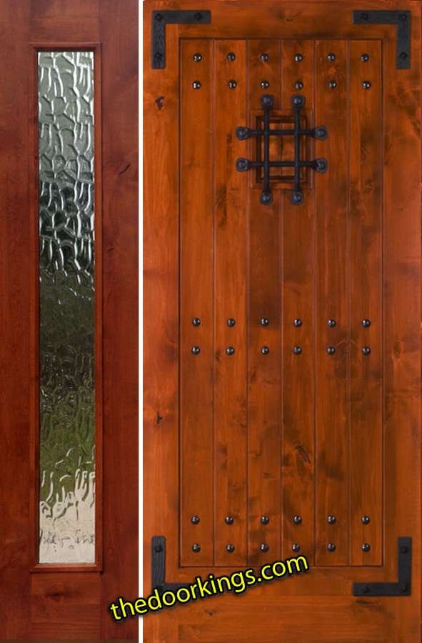 sw70 knotty alder wood door with one flemish sidelite